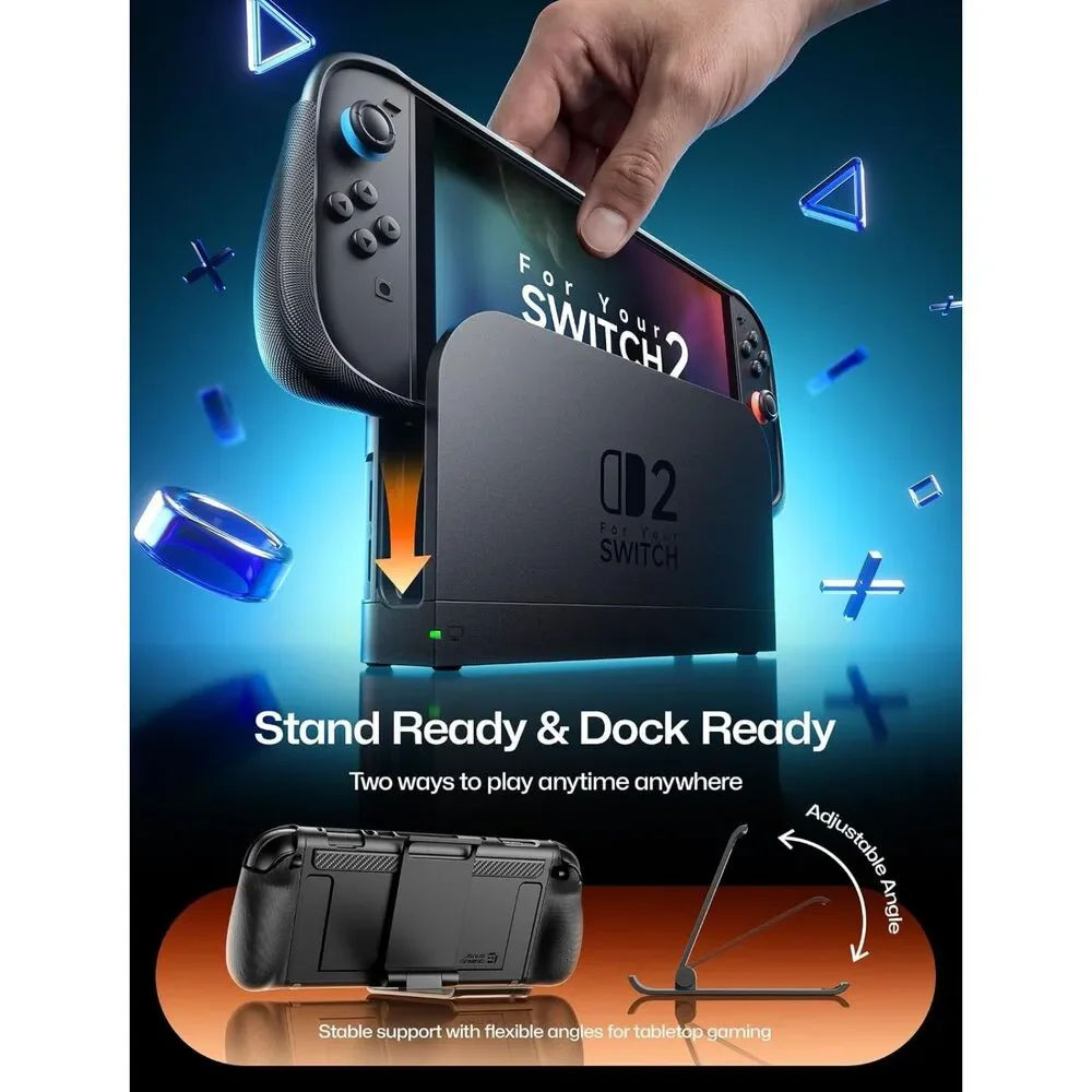 Split Every Day Case for Switch 2, Magnetic Detachable Front Cover, Adj Stand